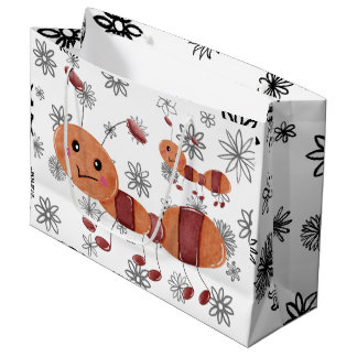Grand Sac Cadeau Fleur d'amour et fourmi.