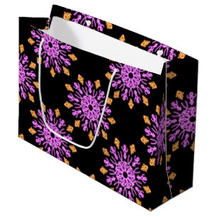 Grand Sac Cadeau Fleur de néon rose et orange