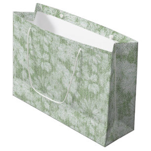 Grand Sac Cadeau Fleur de Pâquerette Veloutée Vert Citron