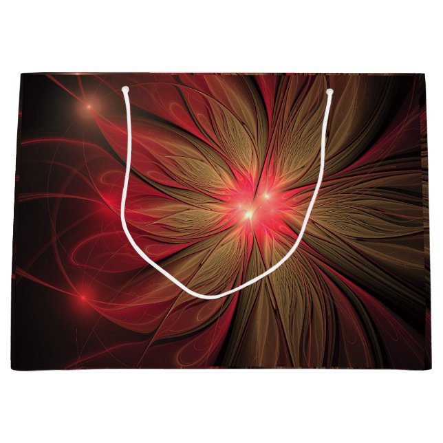 Grand Sac Cadeau Fleur fractale de fansy rouge (Devant)