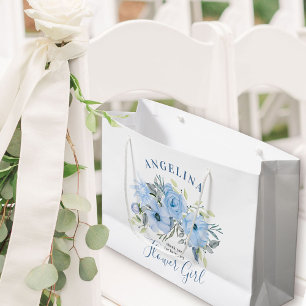 Grand Sac Cadeau Fleur Peine Bleue Mariage Floral Merci