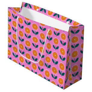 Grand Sac Cadeau Fleur rose mignonne Motif tendance chic
