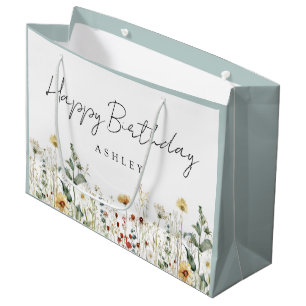 Grand Sac Cadeau Fleur sauvage d'été Champ Anniversaire