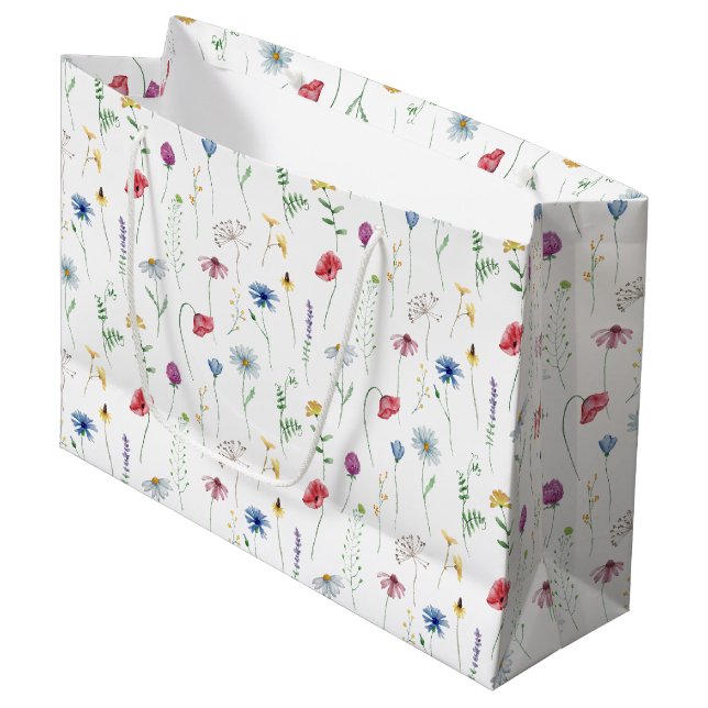 Grand Sac Cadeau Fleur sauvage élégant (Devant Angle)