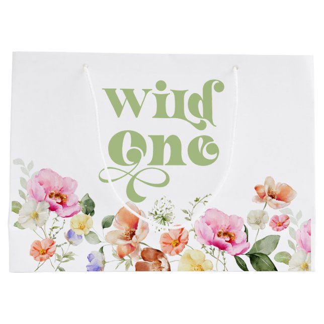 Grand Sac Cadeau Fleur sauvage Wild une fille 1er anniversaire (Dos)