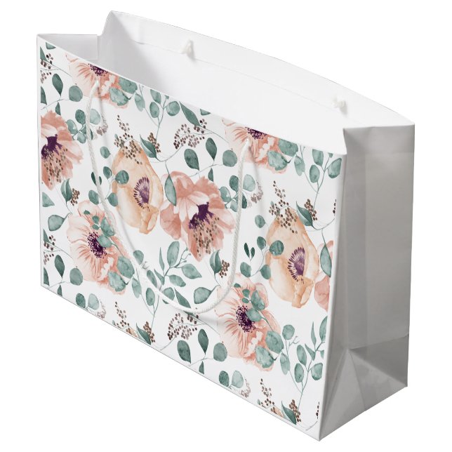 Grand Sac Cadeau Fleurs Aquarelles Chic Blush (Dos Angle)