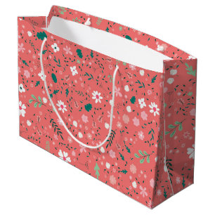 Grand Sac Cadeau Fleurs d'automne mignonnes illustration motif flor