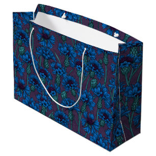 Grand Sac Cadeau Fleurs de maïs bleues, fleurs sauvages