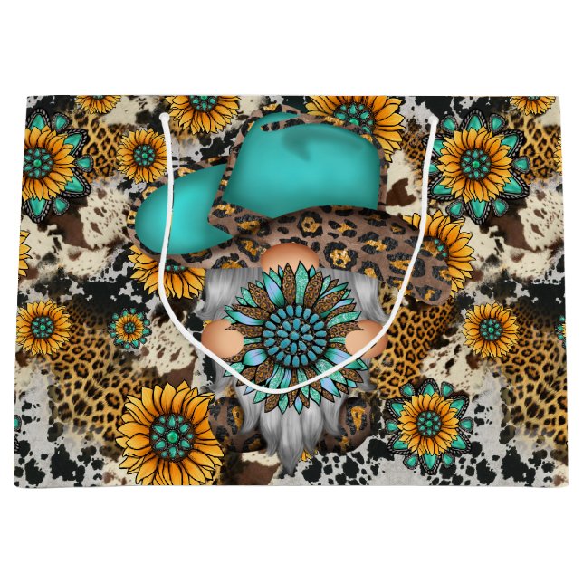 Grand Sac Cadeau Fleurs de soleil du pays (Devant)