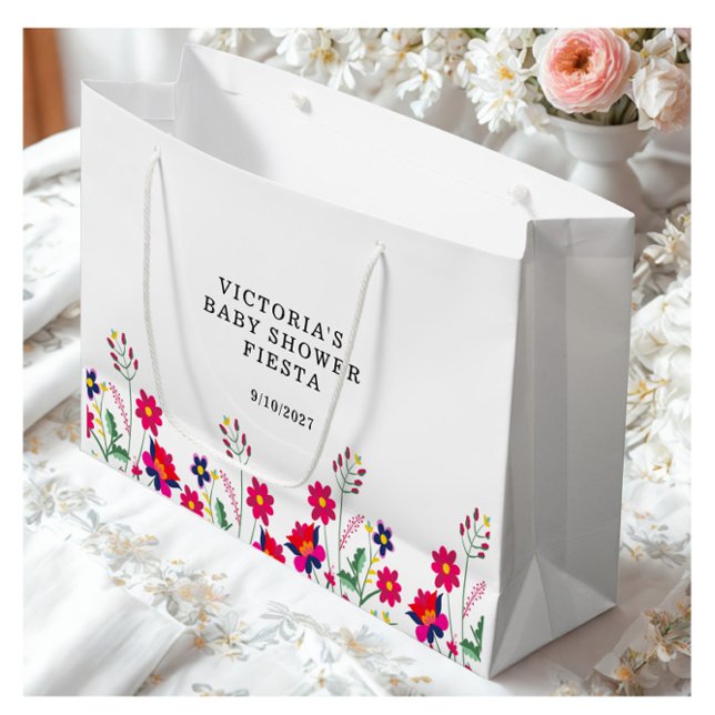 Grand Sac Cadeau Fleurs mexicaines Baby shower Fiesta (Créateur téléchargé)