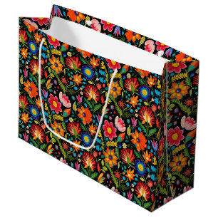 Grand Sac Cadeau Fleurs mexicaines de fiesta carrelées
