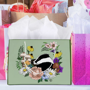 Grand Sac Cadeau Fleurs sauvages du blaireau des bois Champignons V