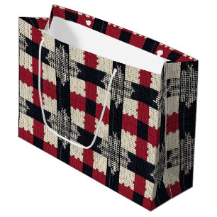 Grand Sac Cadeau Flocon de neige de Knit rustique - Boho d'hiver co