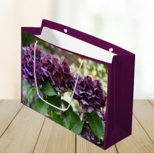 Grand Sac Cadeau Floral Violet rouge Hydrangea