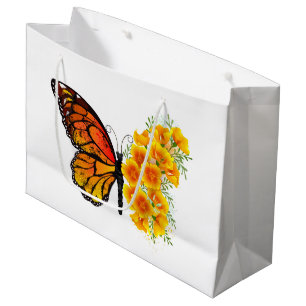 Grand Sac Cadeau Flower Butterfly with Yellow California Poppy