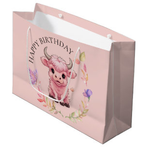 Grand Sac Cadeau Fluffy Rose Highlands Scottish Cow