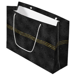 Grand Sac Cadeau Fond pailleté glam monochrome noir