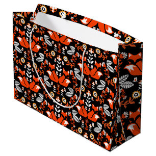Grand Sac Cadeau Fox Nordic Scandinavian Folk Art nappe