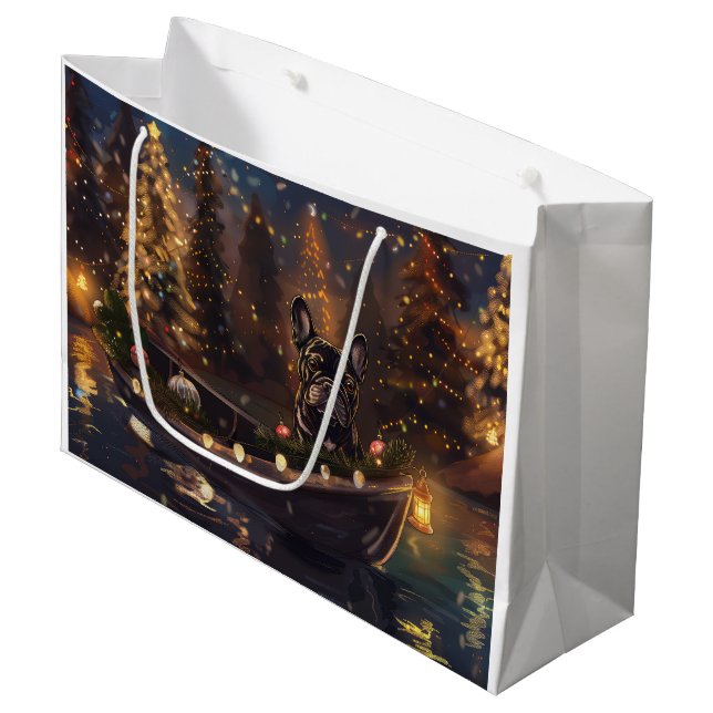 Grand Sac Cadeau French Bulldog Christmas Festive Voyage (Devant Angle)