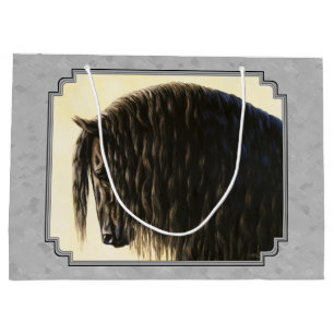 Grand Sac Cadeau Friesian Draft Horse Silver Grey