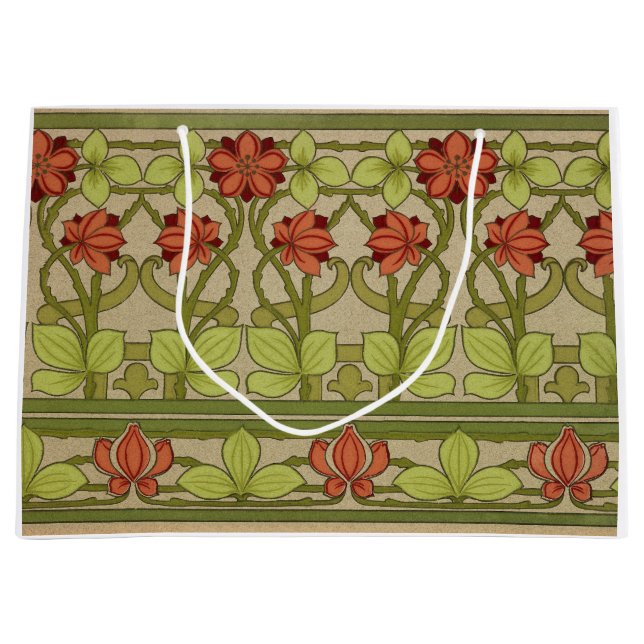 Grand Sac Cadeau Frieze Bordure Art Nouveau Floral (Devant)