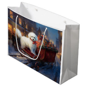 Grand Sac Cadeau Frise de Bichon Frise Festin de Noël