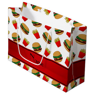 Grand Sac Cadeau Fritures blanches nommées personnalisées