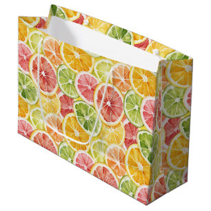 Grand Sac Cadeau Fruits Citriques Lime Citron Orange Shower de Mari