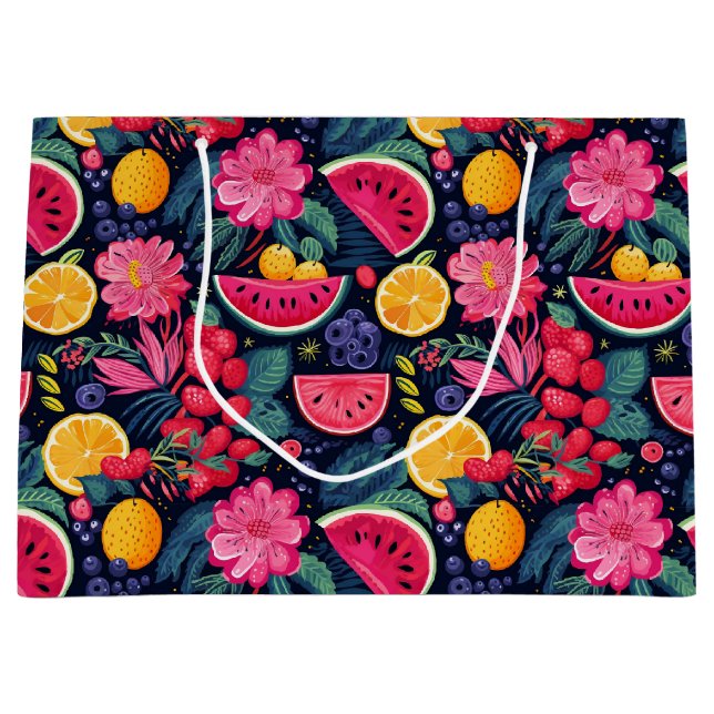 Grand Sac Cadeau Fruits et fleurs tropicaux (Devant)