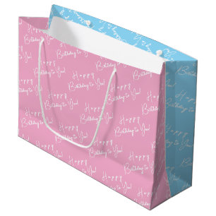 Grand Sac Cadeau Fun Anniversaire Personnalisé Pink & Blue Typograp