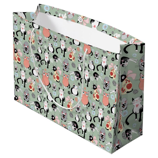 Grand Sac Cadeau Fun Cartoon Cats (Dos Angle)