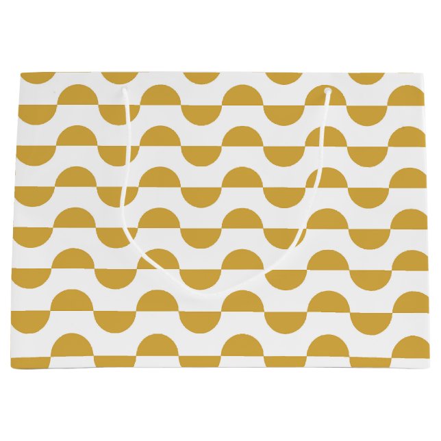 Grand Sac Cadeau Fun Retro Wavy Semi Cercle Jaune (Devant)