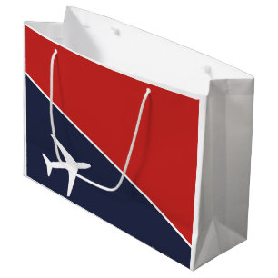 Grand Sac Cadeau Funky White Plane Avion Pilote