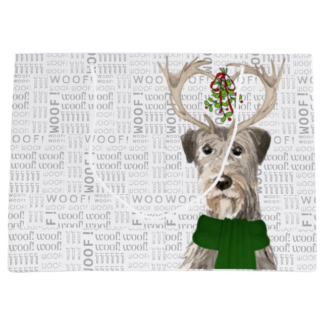 Grand Sac Cadeau Funny Christmas Irish Wolfhound Amoureux des chien (Devant)