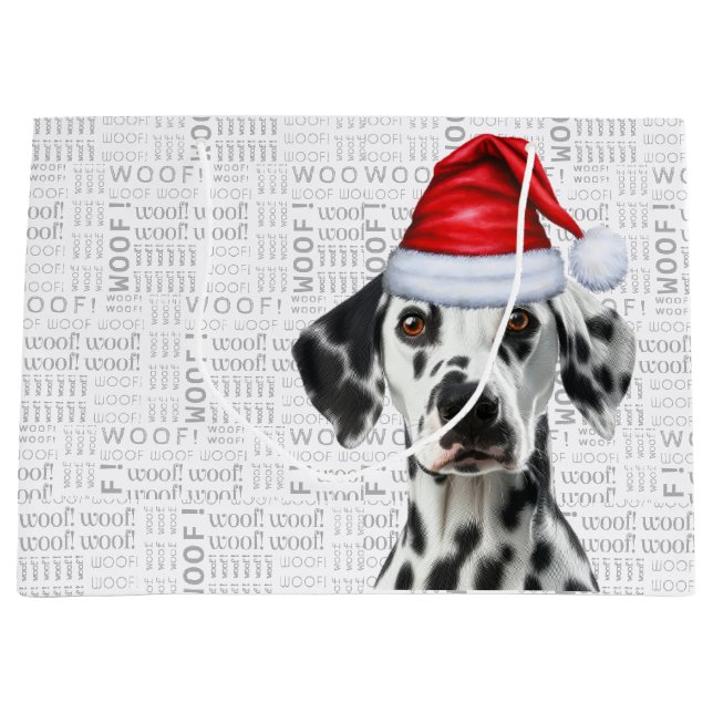 Grand Sac Cadeau Funny Dalmatian Christmas Dog Holiday (Devant)