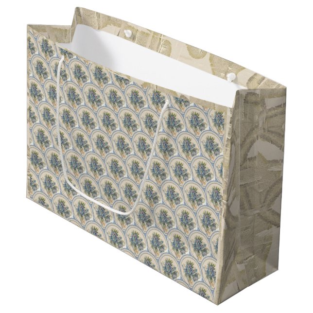 Grand Sac Cadeau G Bureau de création Fleur bleue (Devant Angle)