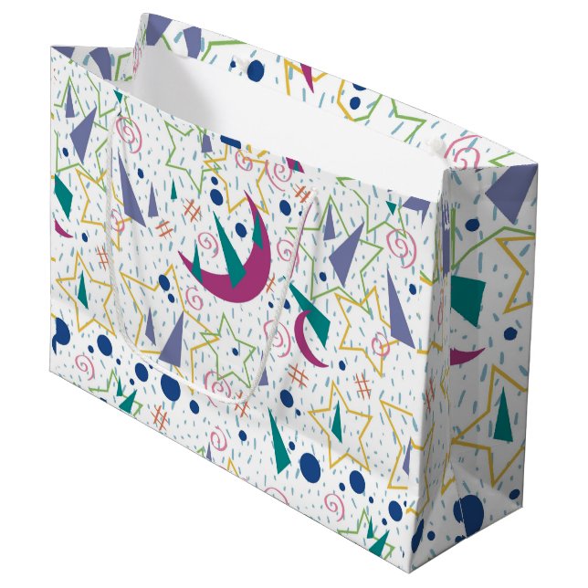 Grand Sac Cadeau Galaxie Arcade 90s - Blanc (Devant Angle)