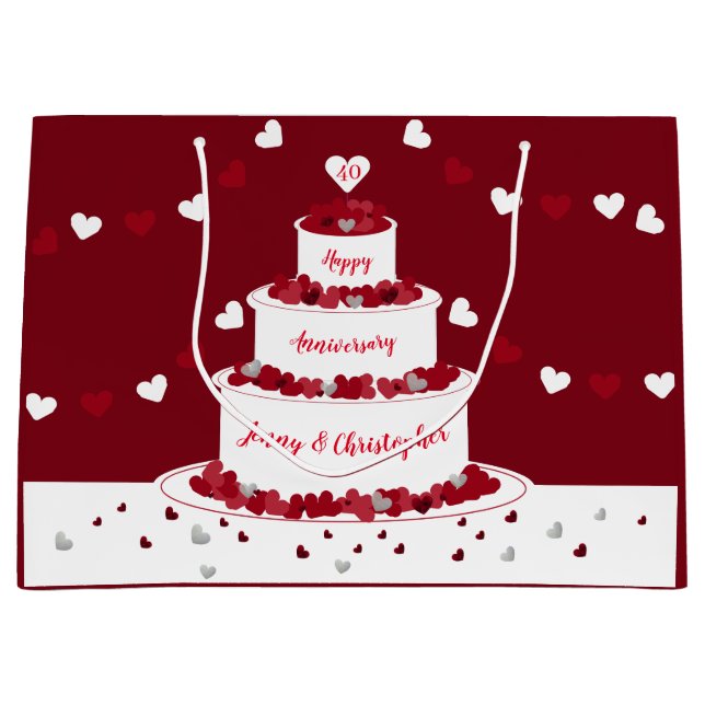 Grand Sac Cadeau Gâteau personnalisé du 40e anniversaire de l'Maria (Devant)