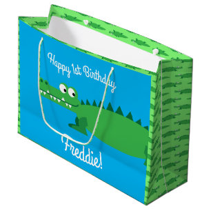 Grand Sac Cadeau Gator Alligator Crocodile 1er anniversaire