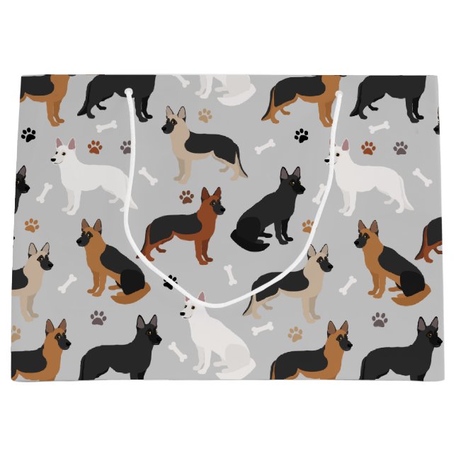 Grand Sac Cadeau German Shepherd Bones and Paws (Devant)