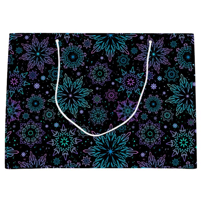 Grand Sac Cadeau Gift bag "Snowflakes" (Devant)