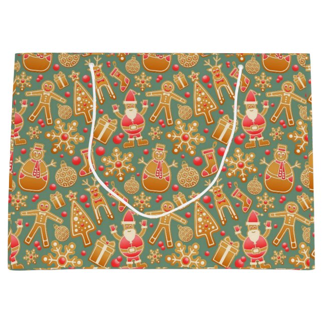 Grand Sac Cadeau Ginger Bread Man Motif National Gingerpain Day (Devant)