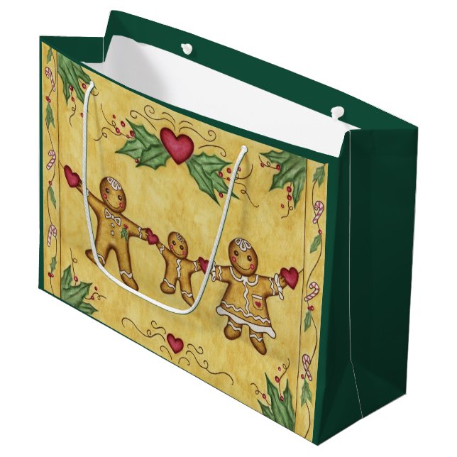 Grand Sac Cadeau Gingerbread Cookies Gift Bag (Devant Angle)