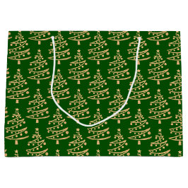 Grand Sac Cadeau Glam Green et Faux Gold Christmas Tree