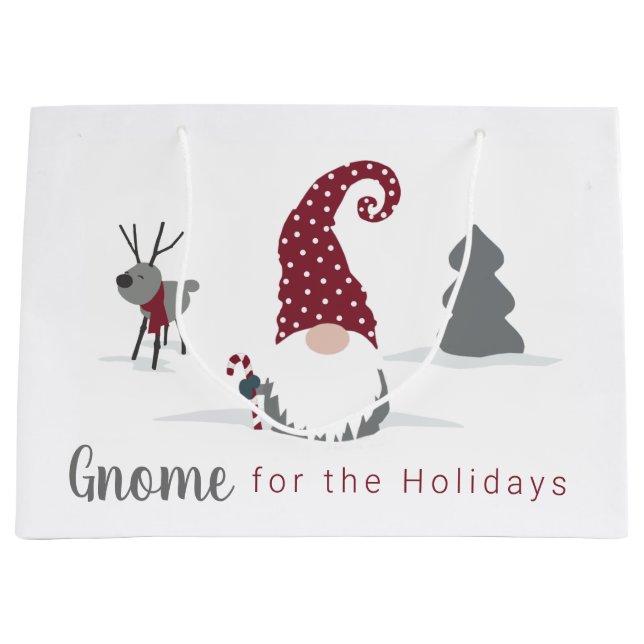 Grand Sac Cadeau Gnome et Reindeer Scandinavian Tomte design (Devant)