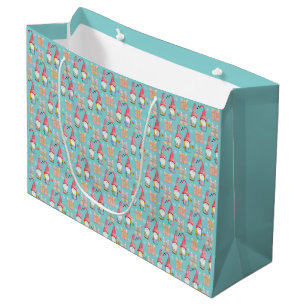 Grand Sac Cadeau Gnome Turquoise moderne en amour
