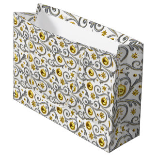 Grand Sac Cadeau Gold & Silver Swirl Elegance