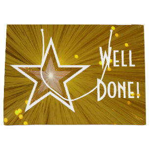 Grand Sac Cadeau Gold Star print Bien Fait blanc