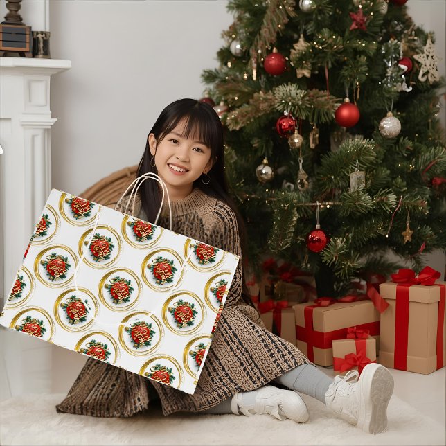 Grand Sac Cadeau Golden Merry Christmas Gift Bag (Créateur téléchargé)