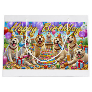 Grand Sac Cadeau Golden Retriever Anniversaire Bassin cadeau Bash